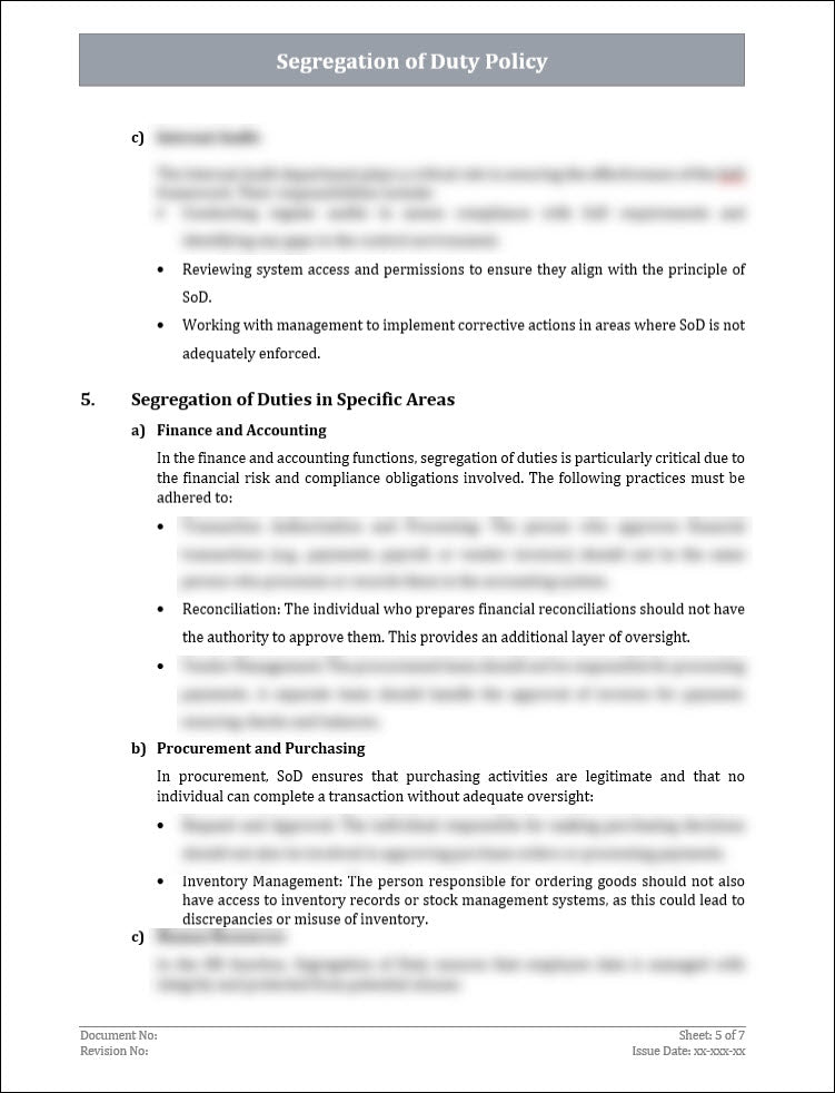 Segregation of Duty Policy Template – ITSM Docs - ITSM Documents ...