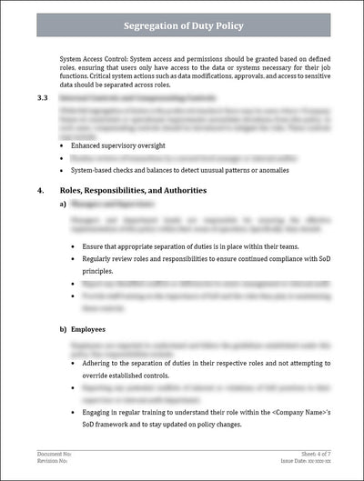 Segregation of Duty Policy Template