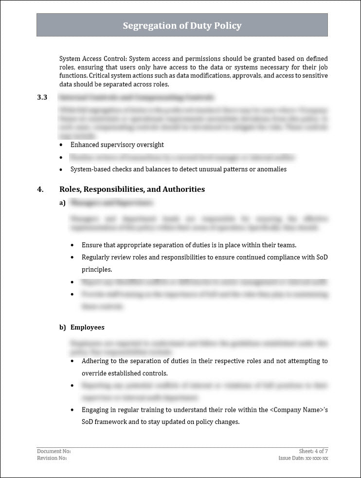Segregation of Duty Policy Template