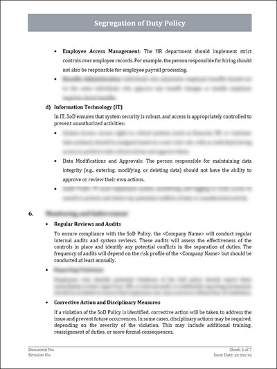 Segregation of Duty Policy Template