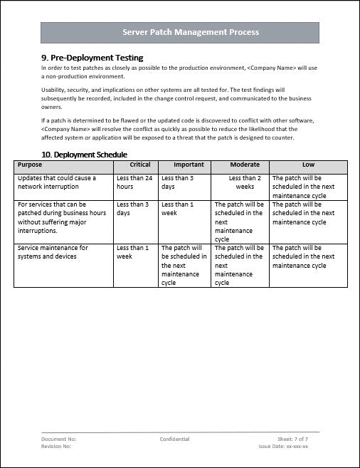 Server Patch Management Process Template