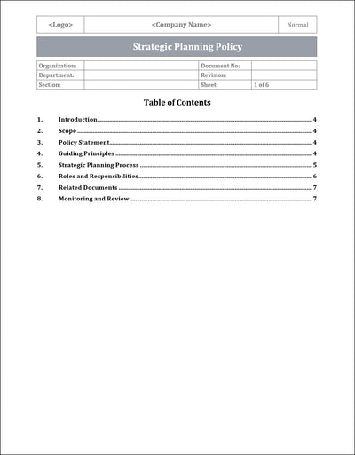 Strategic Planning Policy Template