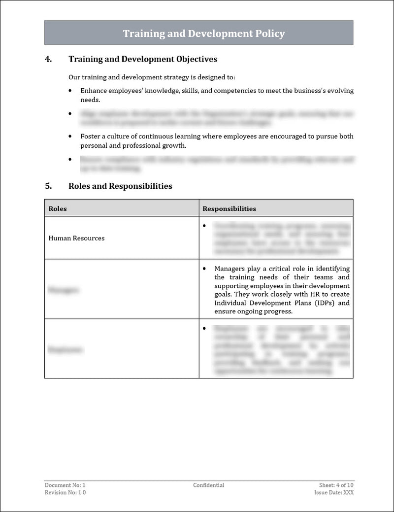Training and Development Policy Template