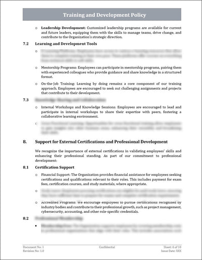Training and Development Policy Template