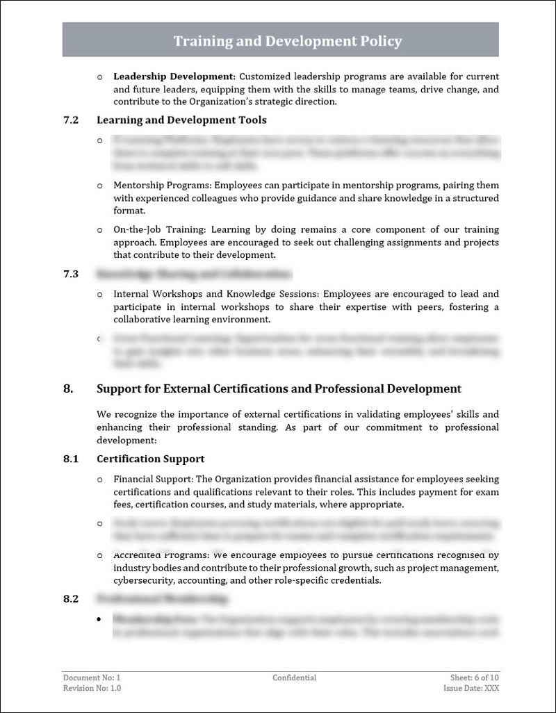 Training and Development Policy Template