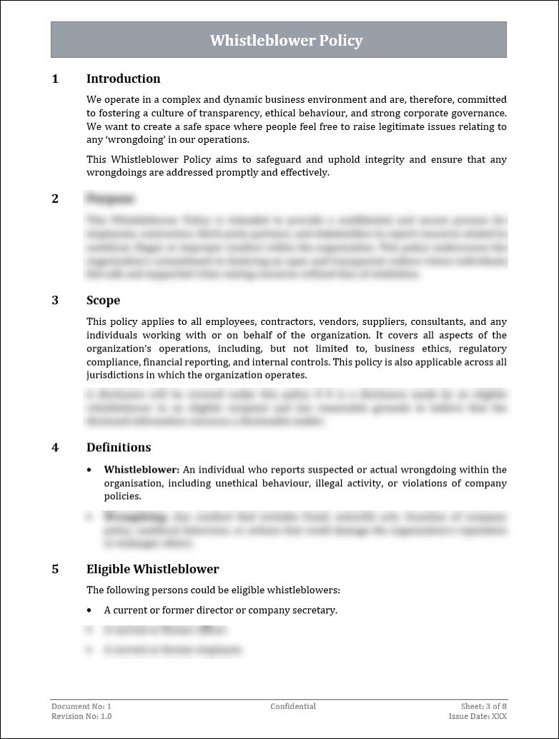 Whistleblower Policy Template ITSM Docs ITSM Documents & Templates