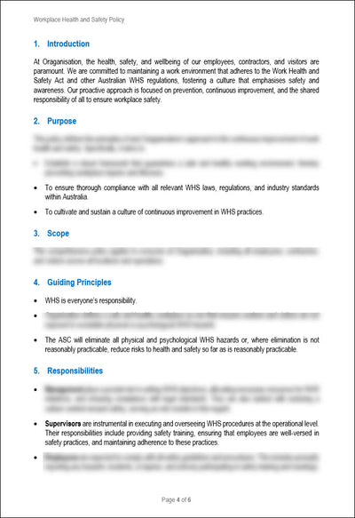 Workplace Health And Safety Policy Template