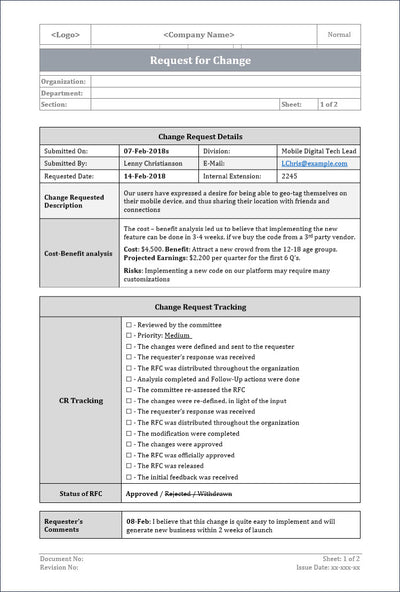  ITSM request for change, request for change