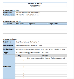 Use Case And Requirements Document Example Use Case Template Excel – ITSM Docs - ITSM Documents & Templates