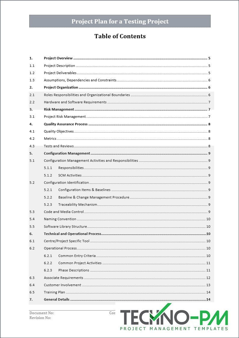 Project Plan for Testing 