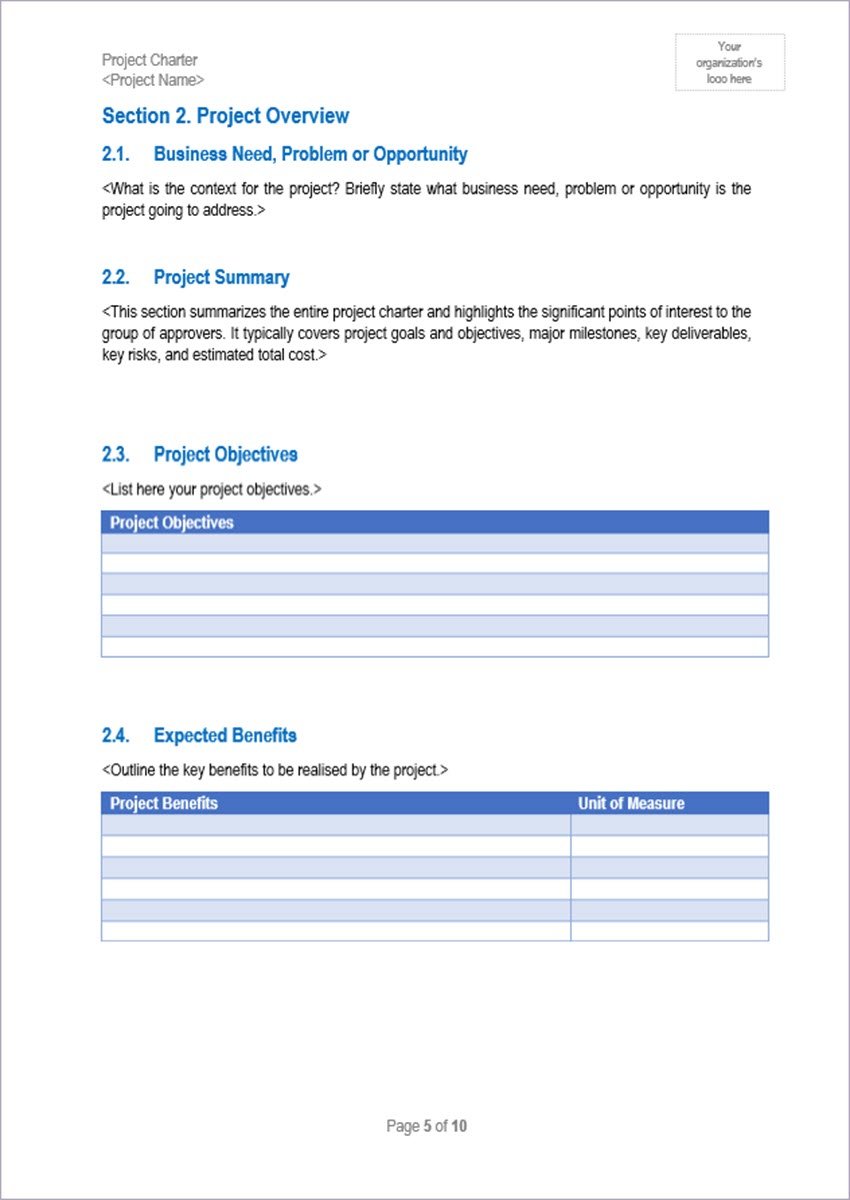 Project Charter Sample Templates – ITSM Docs - ITSM Documents & Templates