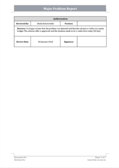 Major problem report template – ITSM Docs - ITSM Documents & Templates