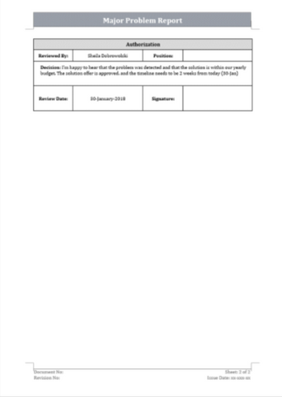 Problem Report Email Major problem report template – ITSM Docs - ITSM Documents & Templates