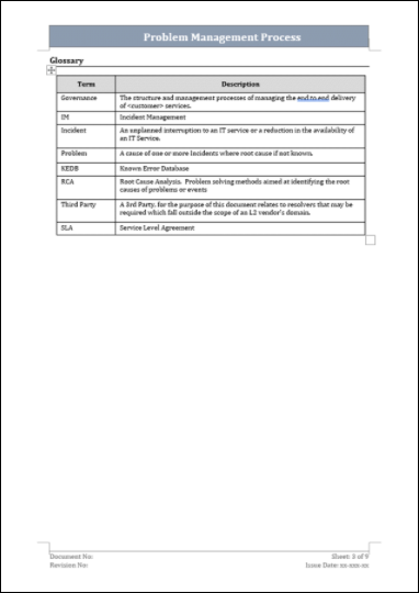 Problem Management Process Template