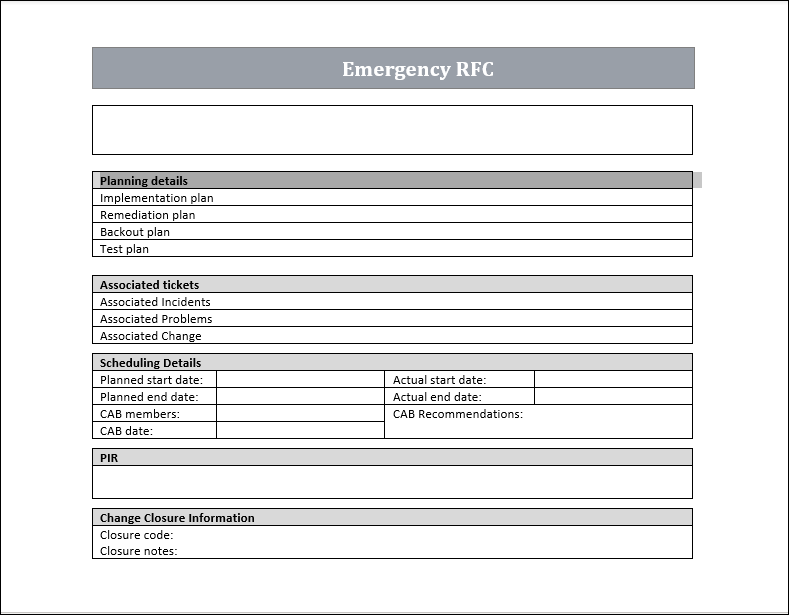 Emergency RFC template – ITSM Docs - ITSM Documents & Templates
