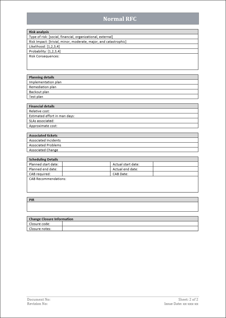 Normal RFC template – ITSM Docs - ITSM Documents & Templates