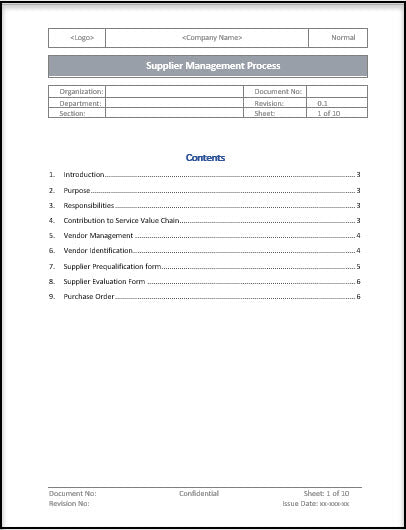 Supplier management process Template