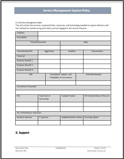 Service Management System Policy Process Template