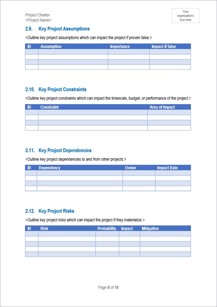 Project Charter Sample Templates – ITSM Docs - ITSM Documents & Templates