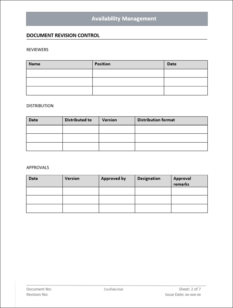 Availability Management Template