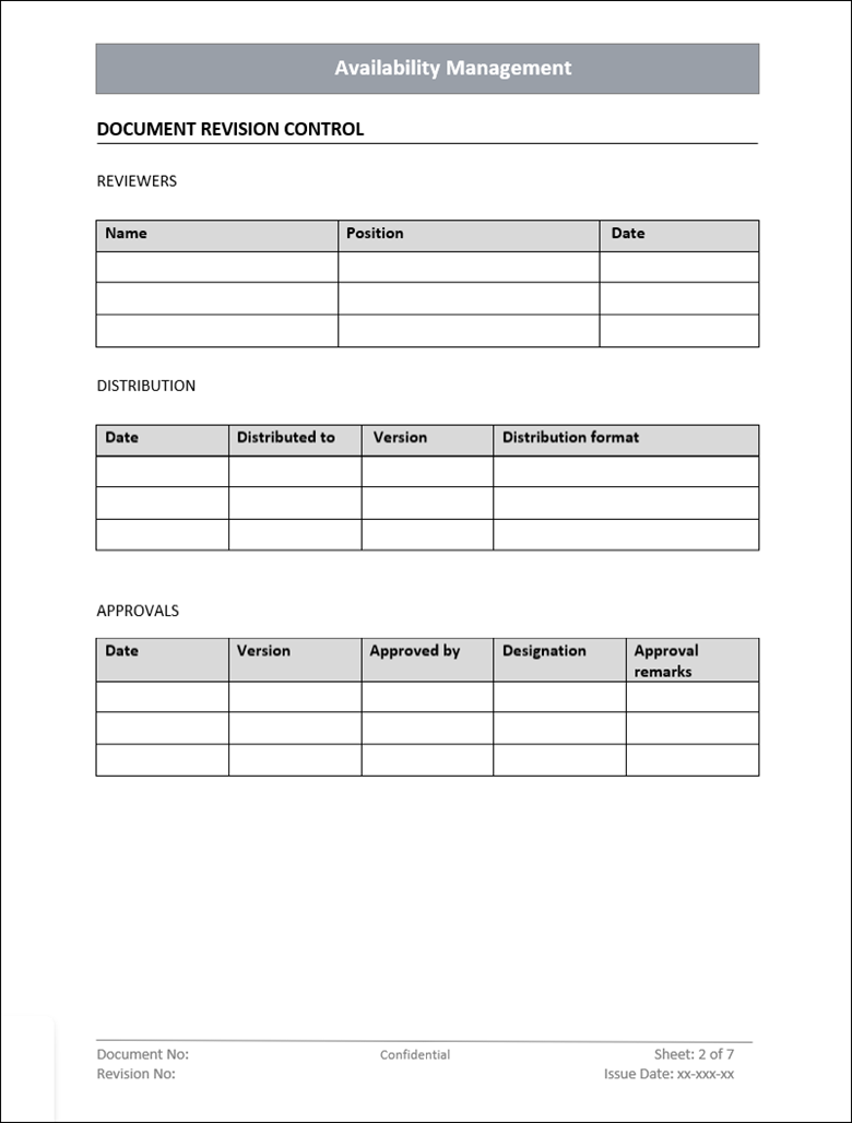Availability Management Template – ITSM Docs - ITSM Documents & Templates