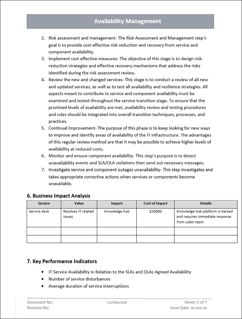 Availability Management Template – ITSM Docs - ITSM Documents & Templates
