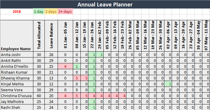 Annual Leave Planner 