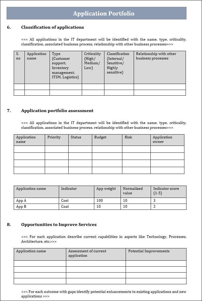 Portfolio Entry Form Example Application Portfolio Template – ITSM Docs - ITSM Documents & Templates