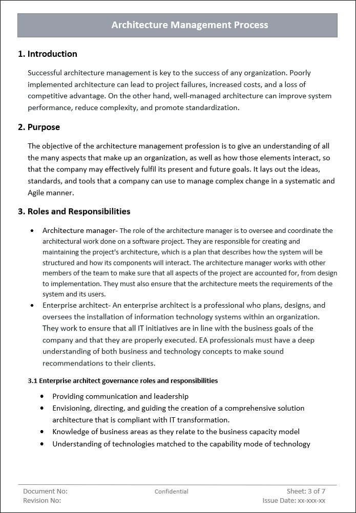 Program Architectural Document Example Architecture Management Process Template – ITSM Docs - ITSM Documents ...