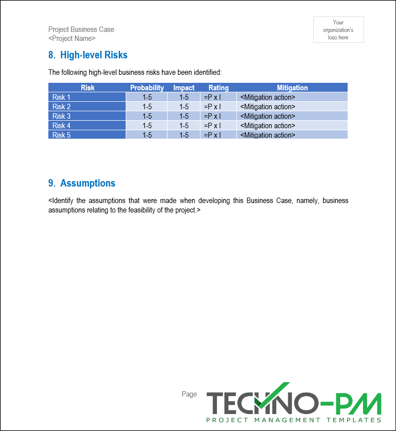 Business Case High Level Risks