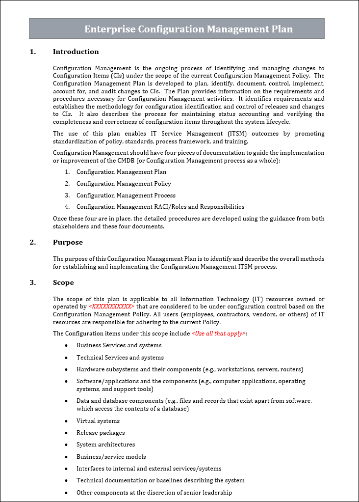 Configuration Management Templates Bundle – ITSM Docs - ITSM Documents ...