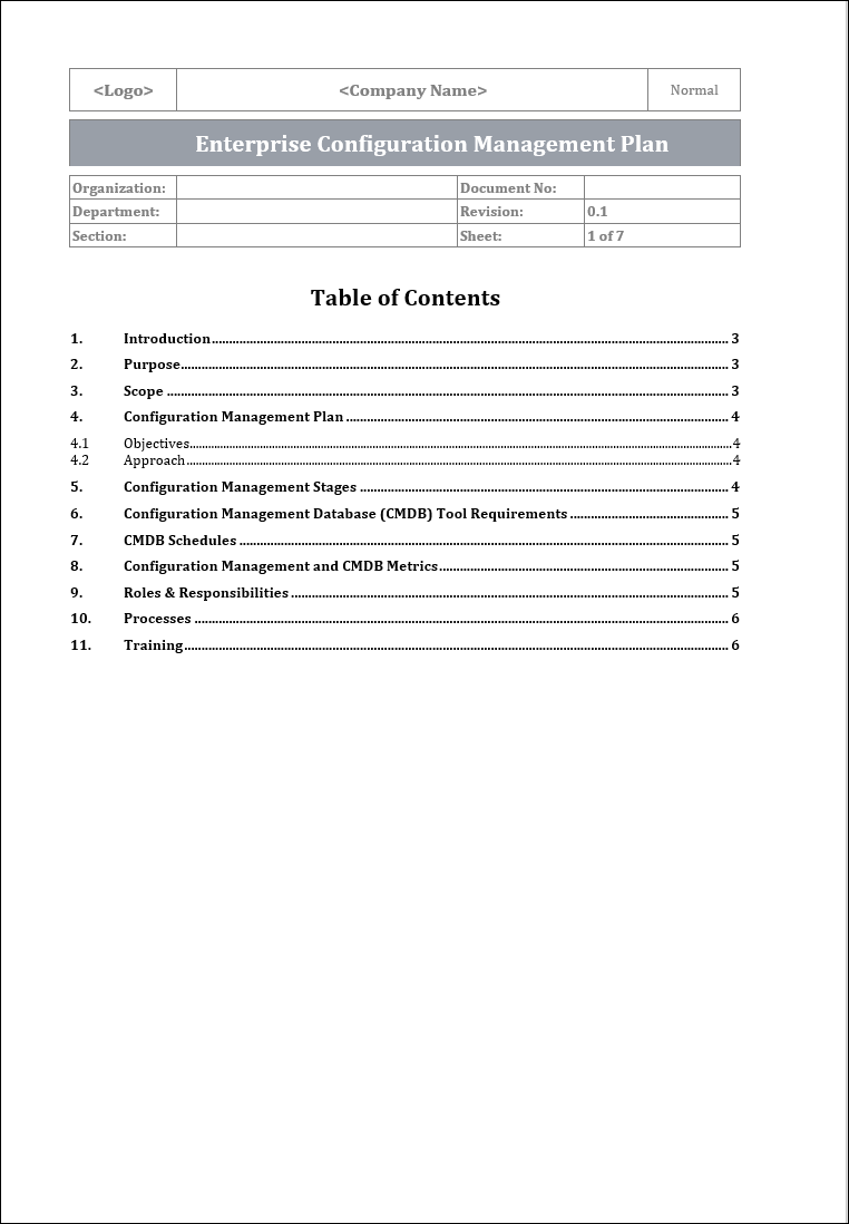 Document Configuration Controltemplate Configuration Management Templates Bundle – ITSM Docs - ITSM Documents ...