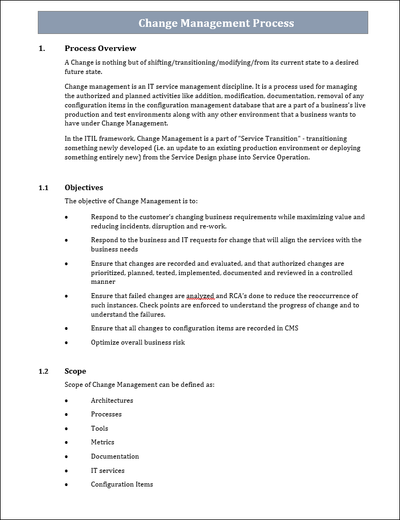 Change Management Templates Bundle – ITSM Docs - ITSM Documents & Templates