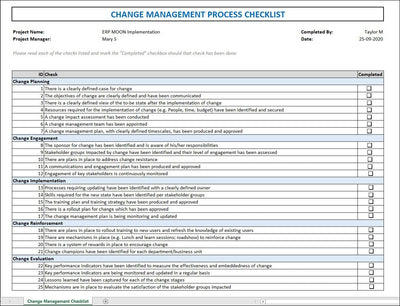 Change Management Process Checklist 