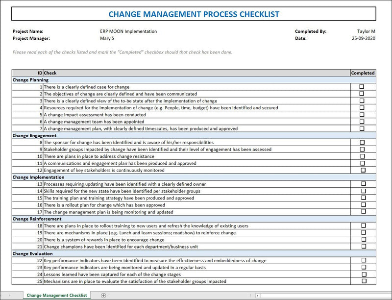 Change Management Process Checklist 