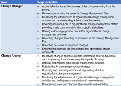 Change Management Roles and Responsibilities 