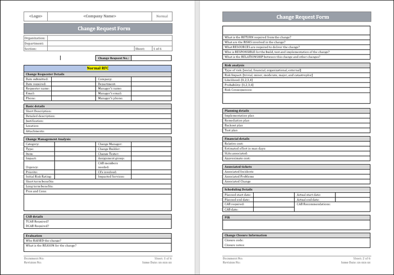 Change request form – ITSM Docs - ITSM Documents & Templates