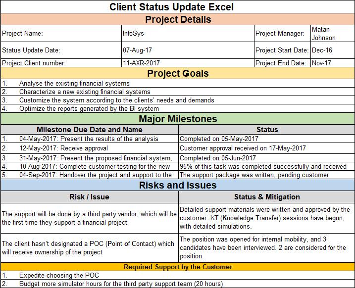 Client Status Update Excel