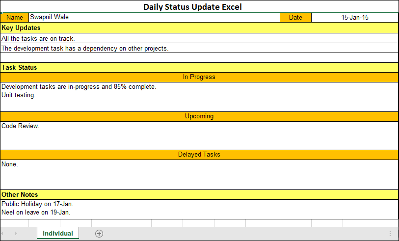 Daily Status Report Template - Excel and Word Template – ITSM Docs ...