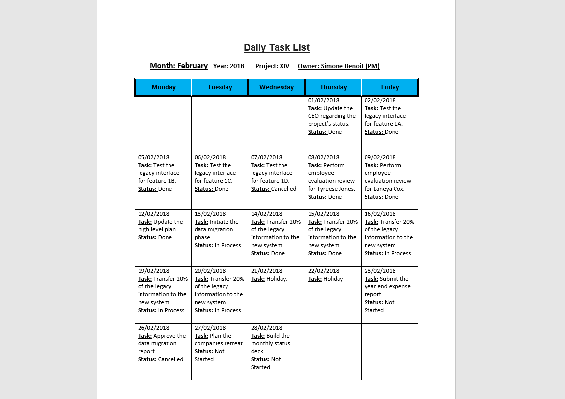 Daily Task List Template › Checklist Templates – ITSM Docs - ITSM ...
