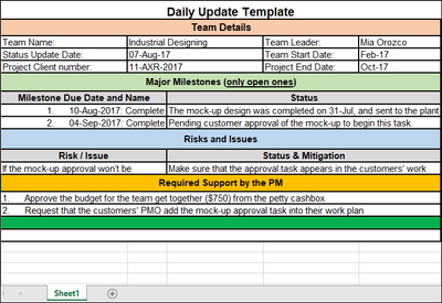 Daily Update Template Excel