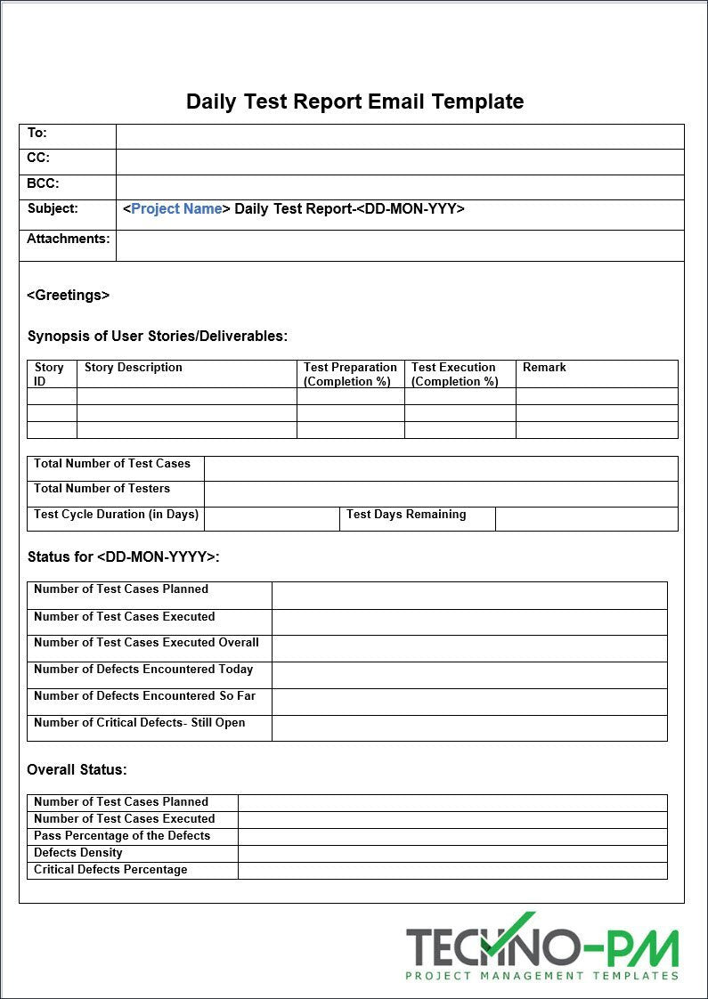 Daily Test Report Email Template 