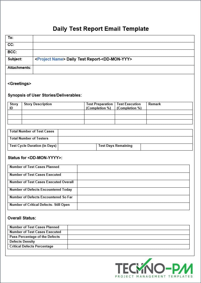 Daily test Report Email template 