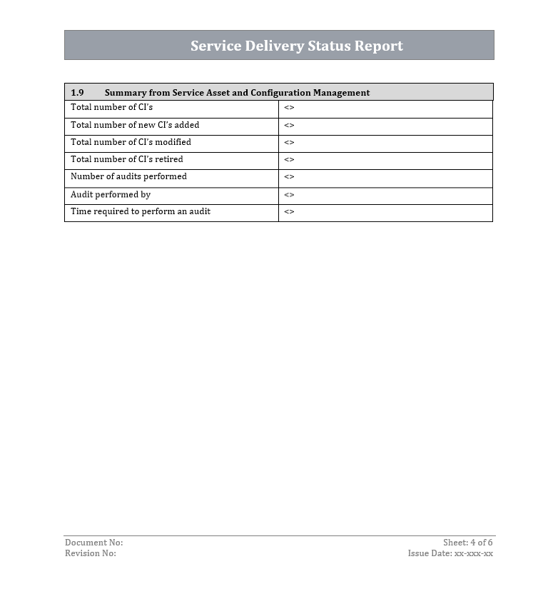 Delivery Reporting Pdf Example Service Delivery Status Report – ITSM Docs - ITSM Documents & Templates