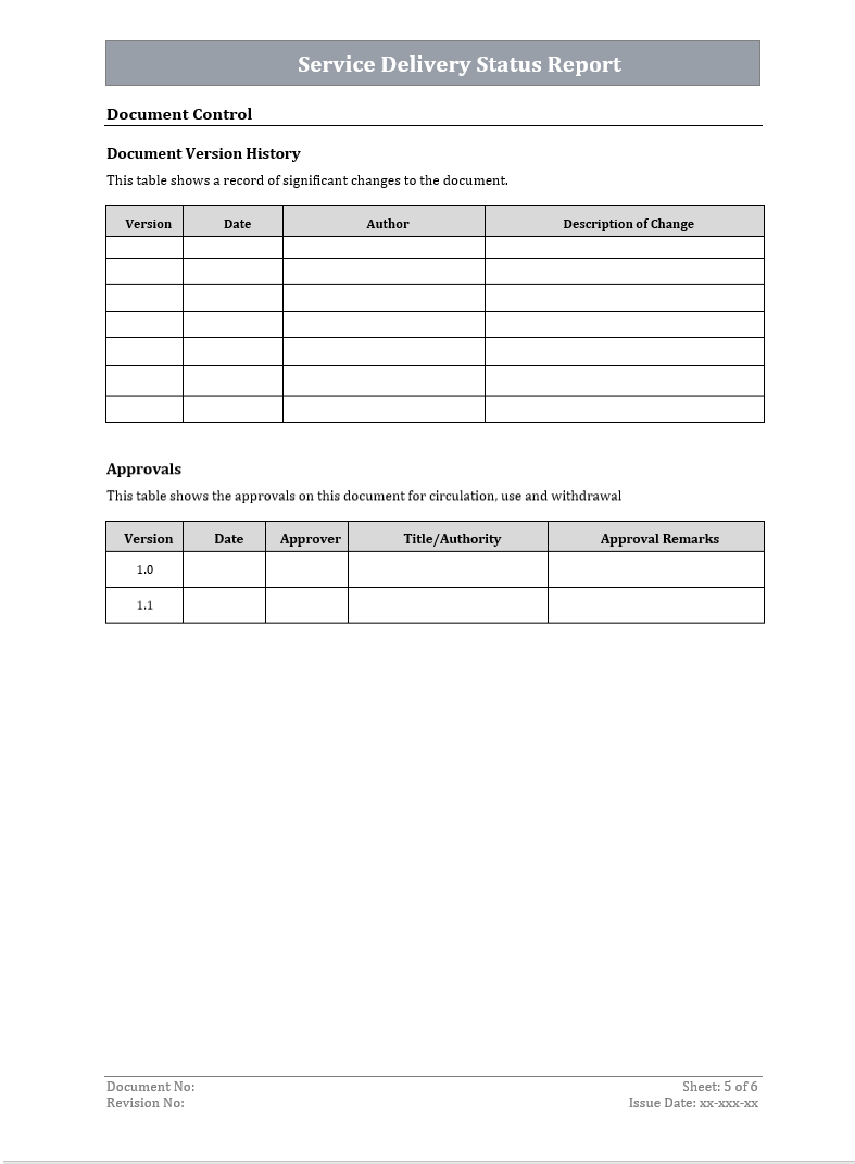 Service Delivery Status Report – ITSM Docs - ITSM Documents & Templates