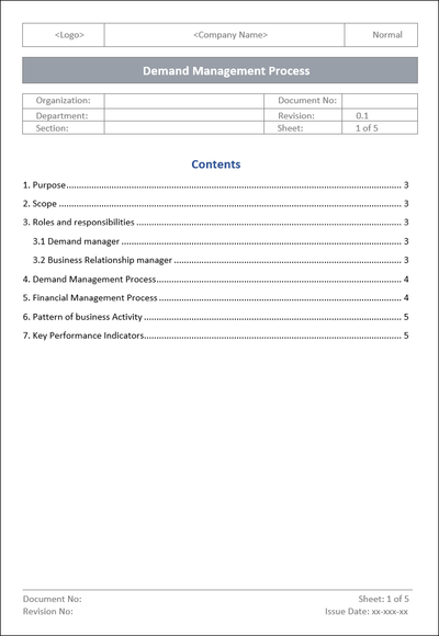 Demand Management Process Template – ITSM Docs - ITSM Documents & Templates