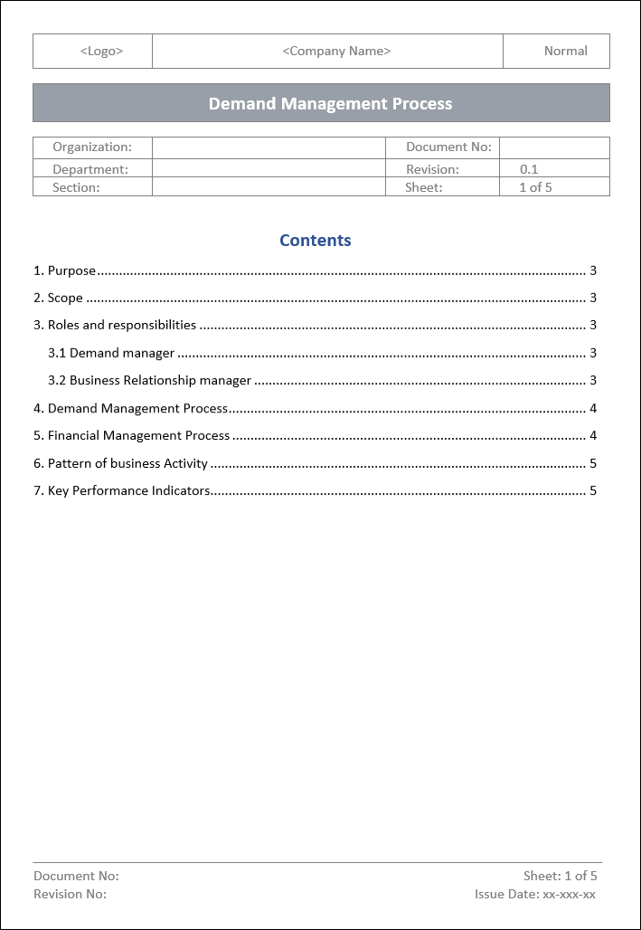 Demand Log Example Demand Management Process Template – ITSM Docs - ITSM Documents & Templates