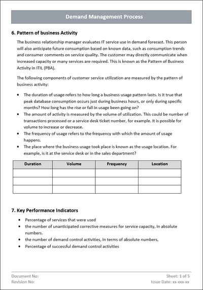 Demand Log Example Demand Management Process Template – ITSM Docs - ITSM Documents & Templates