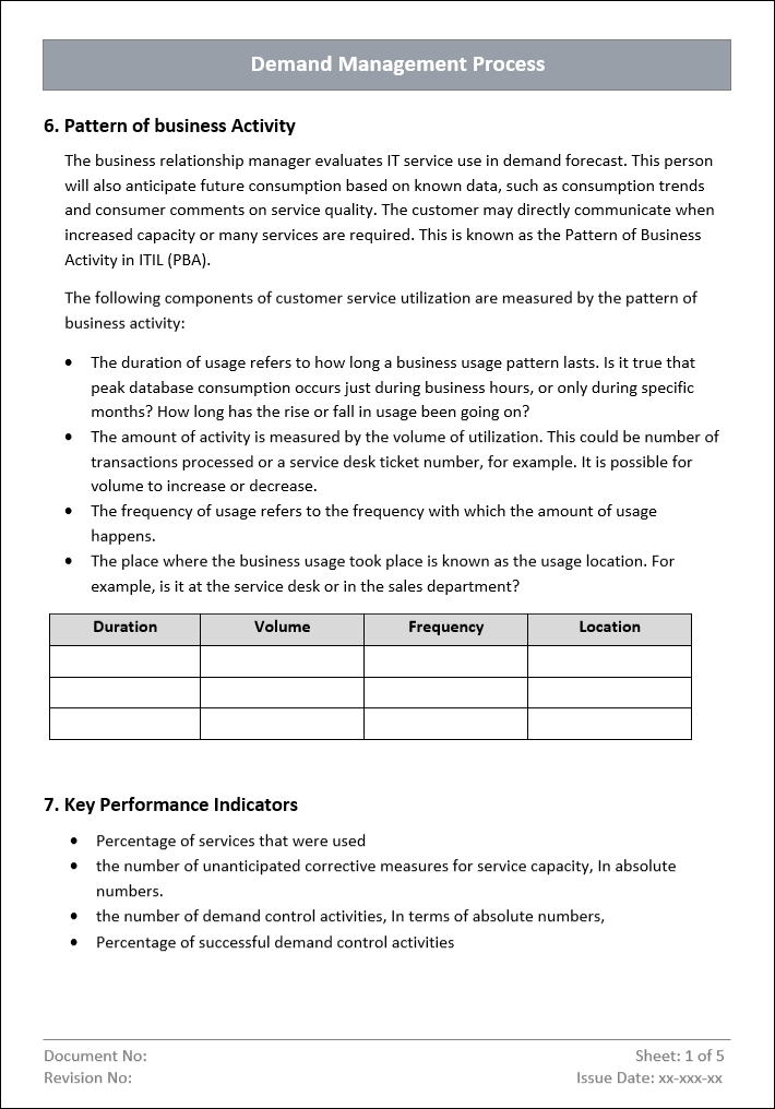 Demand Management Process Template – ITSM Docs - ITSM Documents & Templates