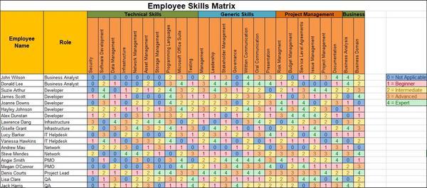 Employee Skills Matrix, Employee Skills Matrix template